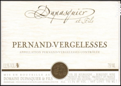 Pernand-Vergelesses Rouge - Domaine Dupasquier et Fils - 2023 - Rouge