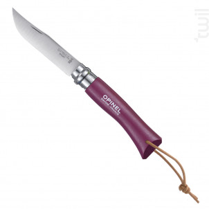 Couteau Baroudeur N°7 Lame 8 Cm Violet Avec Lien En Cuir - opinel -  - 