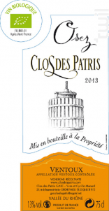 0sez - Clos Des Patris - 2016 - Rouge