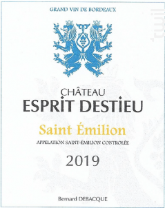 Esprit Destieu - Château Grand Destieu - 2019 - Rouge
