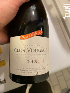 Clos Vougeot Grand Cru - Domaine David Duband - 2010 - Rouge