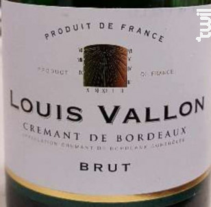 Crémant de bordeaux brut - Louis vallon - 2017 - Effervescent
