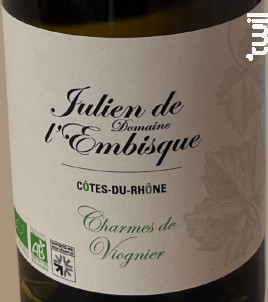Charmes de Viognier - Domaine Julien de L'Embisque - 2021 - Blanc