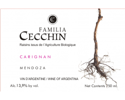 Bodega Familia Cecchin - Carignan - Cuatro Manos - Vins de la Cordillère - 2014 - Rouge