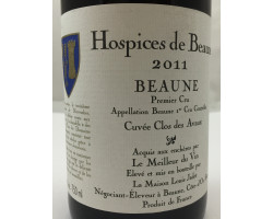 Beaune Premier Cru  Cuvée Clos des Avaux - Hospices de Beaune - 2018 - Rouge