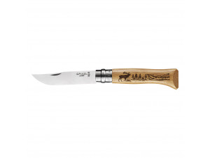 Couteau Gravé Animalia Lame 8.5 Cm Cerf - opinel -  - 