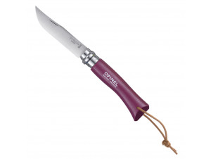 Couteau Baroudeur N°7 Lame 8 Cm Violet Avec Lien En Cuir - opinel -  - 